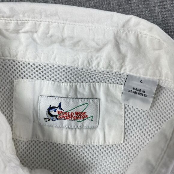 World Wide Sportsman Fishing Vented Button Up White Shirt Sz L - Picture 4 of 5